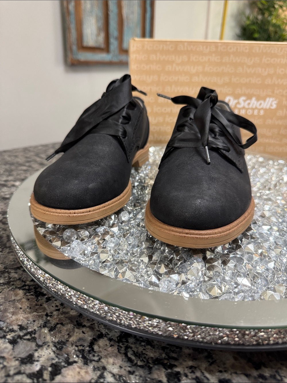 Dr. Scholl's Black Satin Ribbon Oxford Flats - Picture 4 of 11